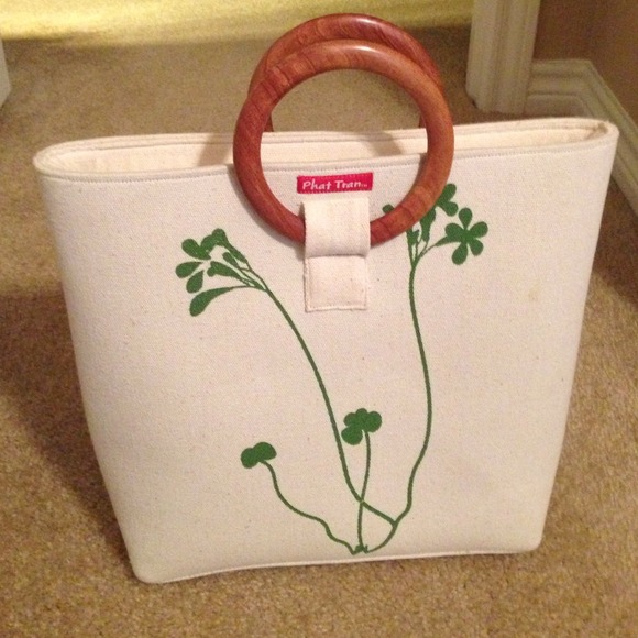 Cream canvas handbag