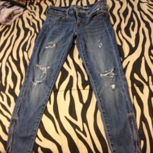 American eagle stretch zipper jeans