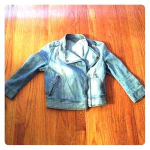 Cropped 3/4 sleeve Denim Biker jacket
