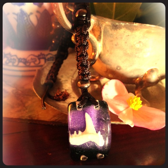 Shark tooth Pendent bead Woven Knot Bracelet
