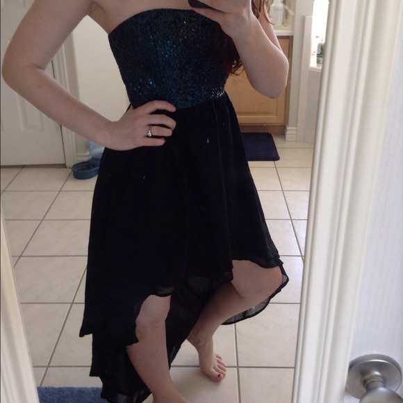 High low sequined dress