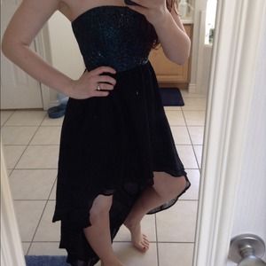 High low sequined dress