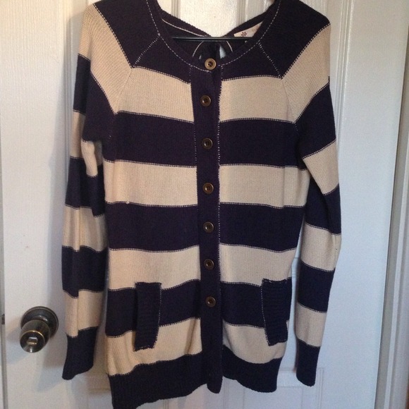 Oversized striped button up sweater