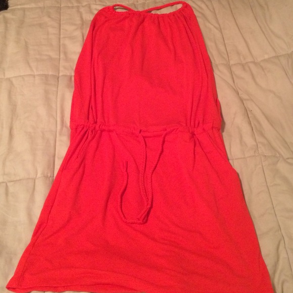 Open back swim suit cover up Size L Coral