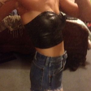 Sparkle and fade faux leather crop top. NWOT