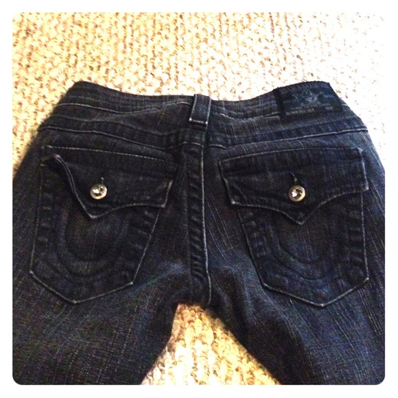 True religion distressed grey/black skinny jean