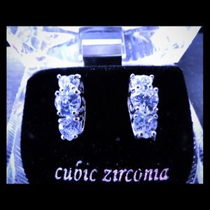 5 mm triple round cz earring
