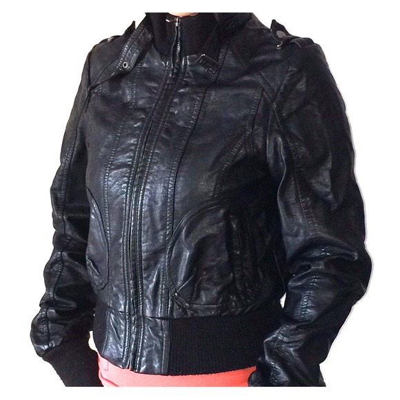 Black faux leather jacket
