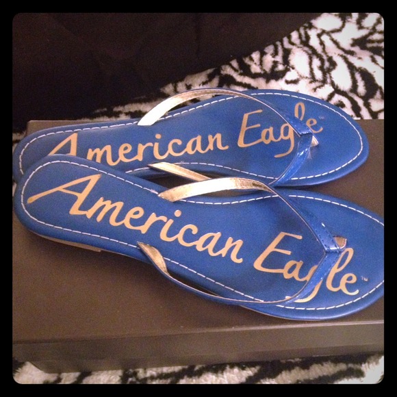 Royal blue flip flops