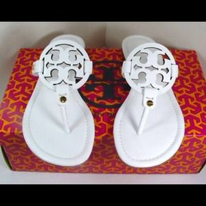 Tory Burch White Patent Leather  "Miller" sandals