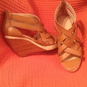 Tahari Leather Wedge Sandals