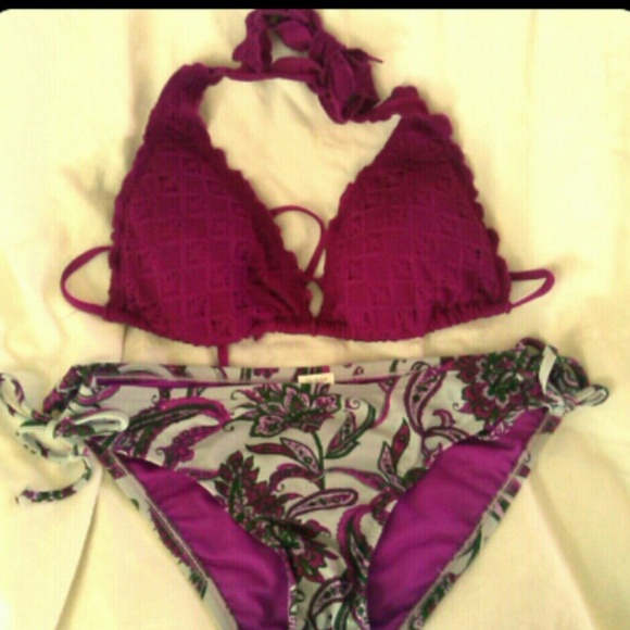 Purple paisley bathing suit