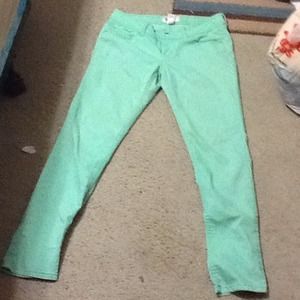 Green skinny pants