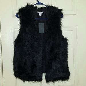 Faux fur black vest size m