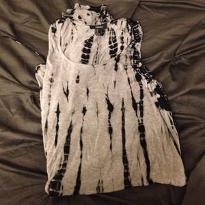 Tie-dye navy and gray high low dress.