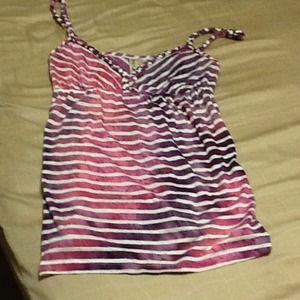 Pink, purple, and white striped tank