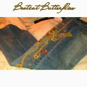 REDUCEDGorgeous Embroidery Butterfly Bootcut Jeans