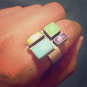 Sterling silver ring with real stones.