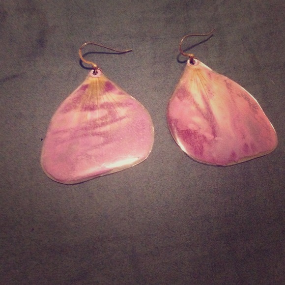 Purple flower petal earrings.