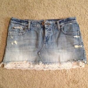 Abercrombie and Fitch denim and lace skirt