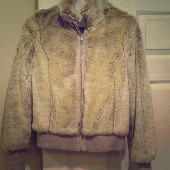 Top shop grey/silver faux fur track jacket