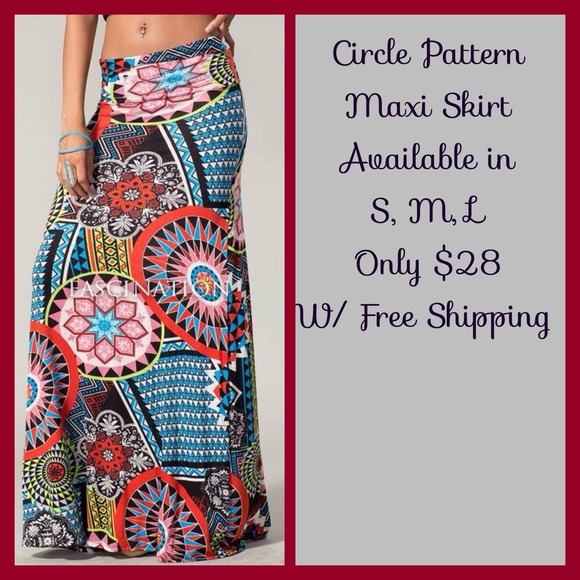 Sold Out!!! Colorful Circle Pattern Maxi Skirt