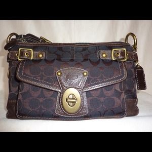 COACH BROWN 65th ANNIVERSARY LEGACY STRIPE SATCHEL