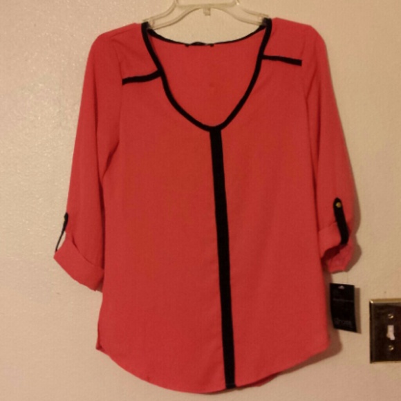BLOUSE CORAL/ BLACK