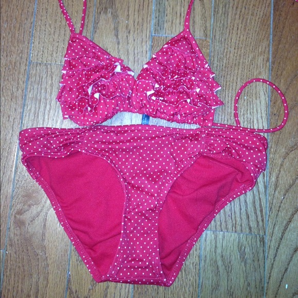 Red polka dot bikini