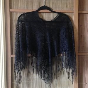Black Fringed Poncho