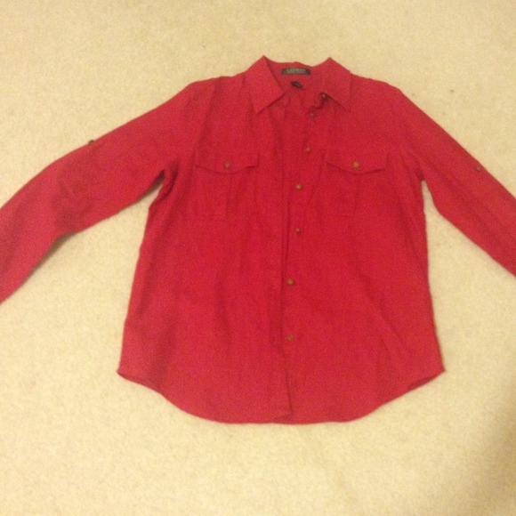 Ralph Lauren red button down shirt - Picture 3 of 4