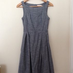 Blue chambray A-line dress