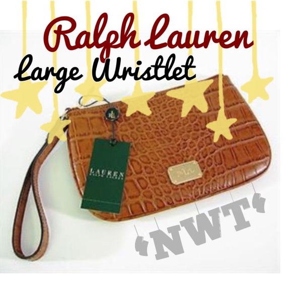 Ralph Lauren Handbags - Ralph Lauren large tan/brown Croc 🐊 wristlet
