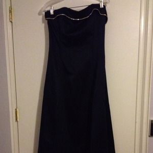 Strapless navy blue gown