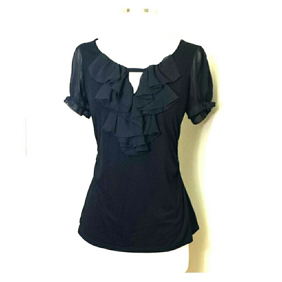 White House Black Market Tops - Ruffled black top