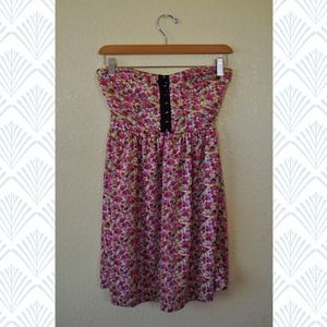 Floral Bustier Strapless Dress