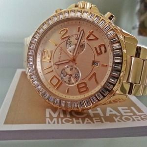💎MICHAEL KORS💎 Oversized Gold GLITZ Chrono Watch