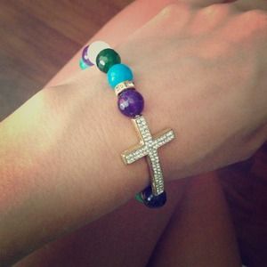 Multi colored cross bracelet