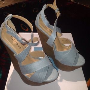 Call It Spring light blue wedges