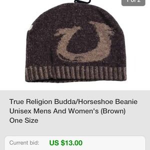True Religion Budda/Horseshoe Beanie Unisex Brown