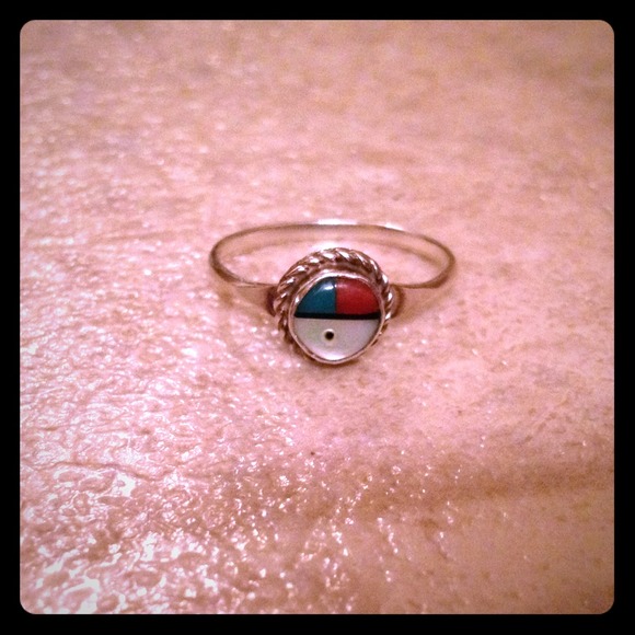 Turquoise and coral ring.