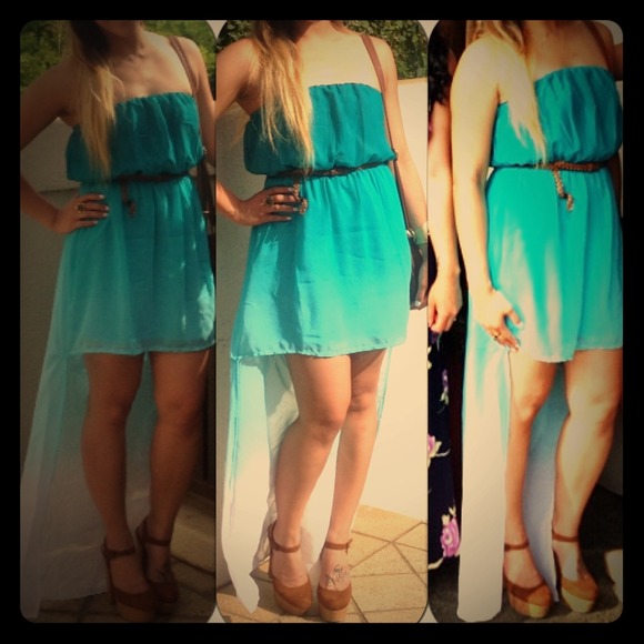 Teal Ombré High Low dress