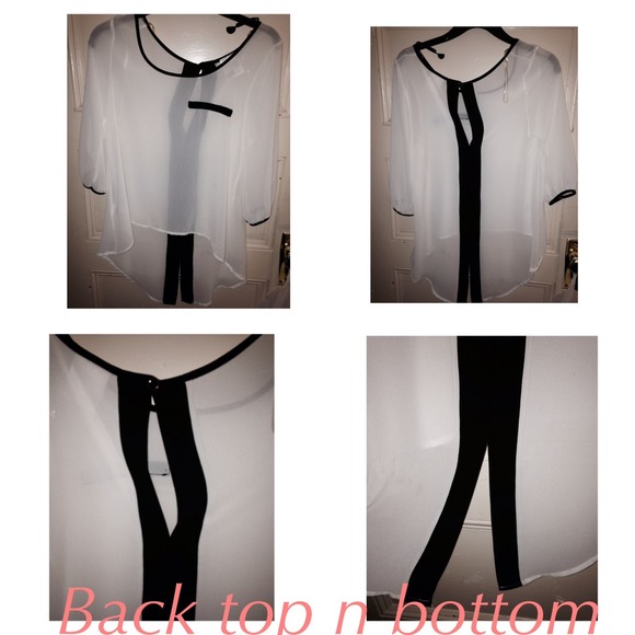 Sheer black and white blouse