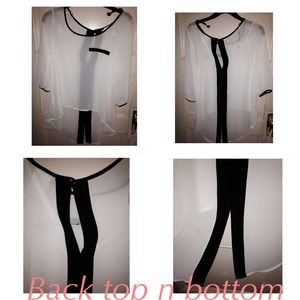 Sheer black and white blouse