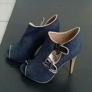 Denim Peeptoe Booties