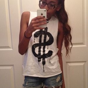 White dollar sign muscle tee