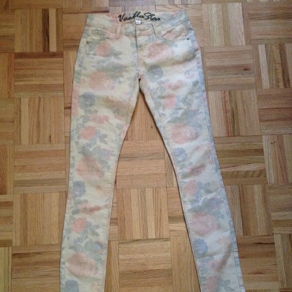 Floral print jeans