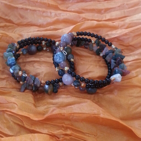 Indian Agate & Black Onyx Bracelets