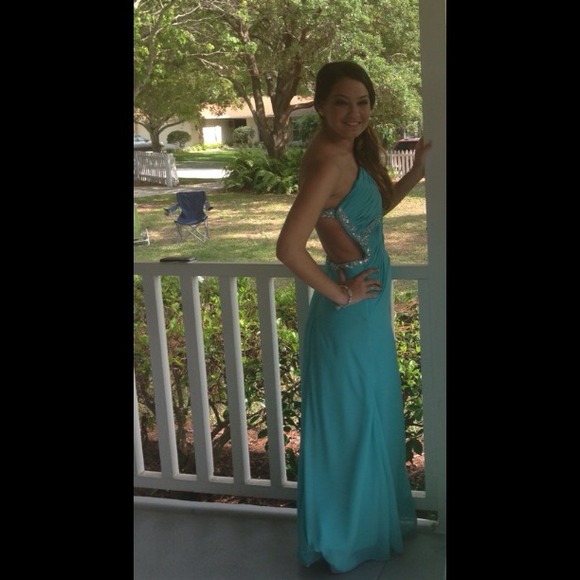 turquoise blue prom dress #prom #dress - Picture 4 of 4