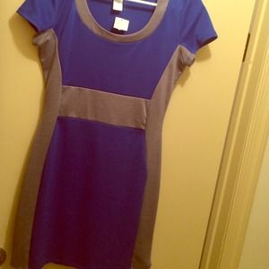 Blue and gray business bodycon dress
